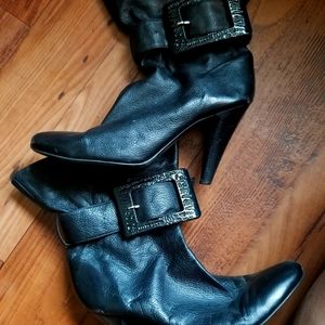 Jessica Simpson leather buckled booties